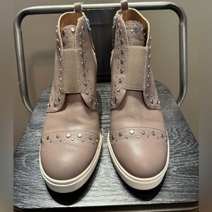 Paolo Taupe Studded Wedges